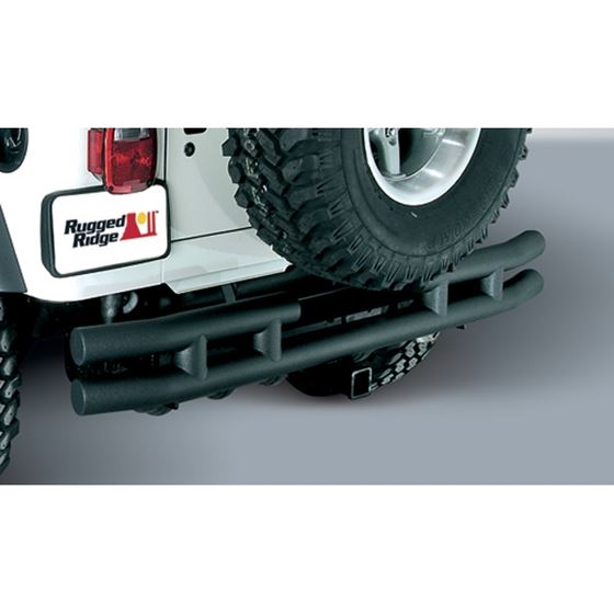 Double Tube Rear Bumper with Hitch 3 Inch; 87-06 Jeep Wrangler YJ/TJ