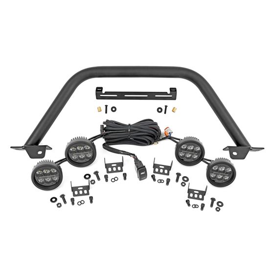 Safari Bar 3.5" Round LED (Quad) Black Amber DRL OE Modular Steel Ford Bronco (21-24) (51112) 1