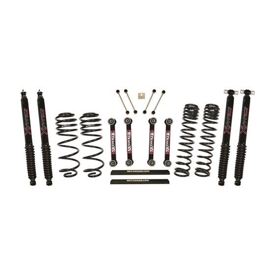 4 Inch Dual Rate Long Travel One Box Kit wOE Style Front and Rear Links and Black Max Shocks TJLJ 19