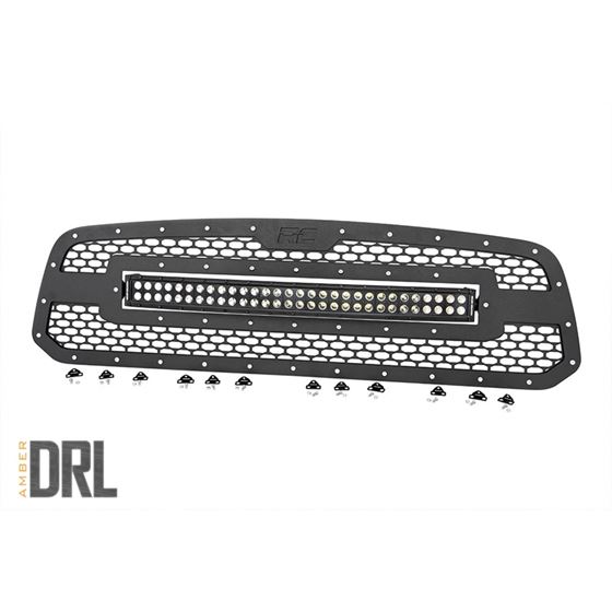 Dodge Mesh Grille 30 Inch Dual Row Black Series LED w/Amber DRL 13-18 RAM 1500 Rough Country 1