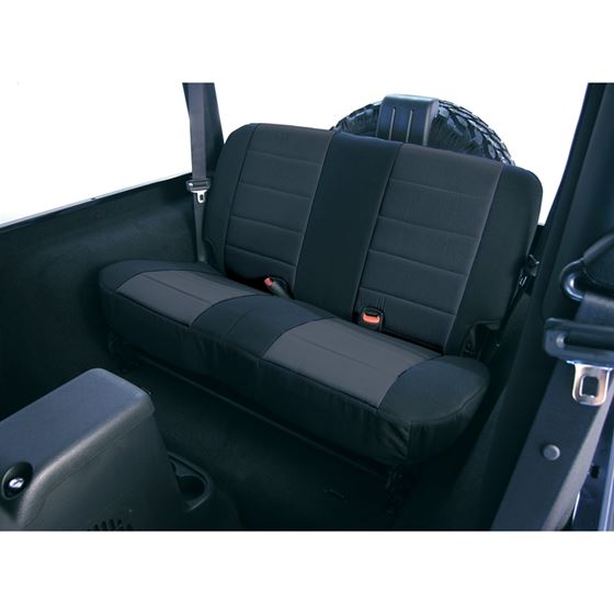 Fabric Rear Seat Covers Black; 80-95 Jeep CJ/Wrangler YJ