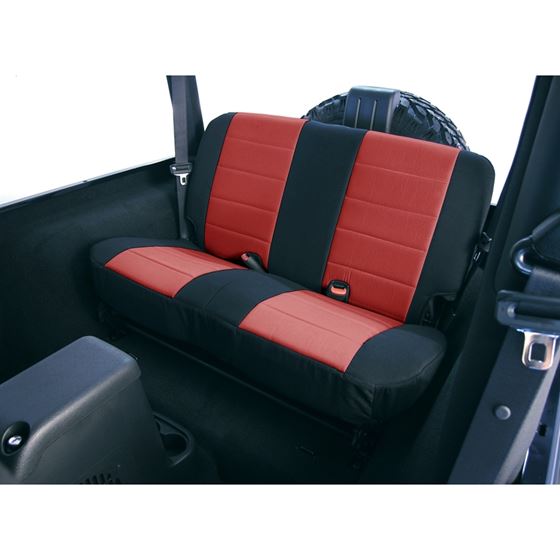 Neoprene Rear Seat Covers Red; 80-95 Jeep CJ/Wrangler YJ