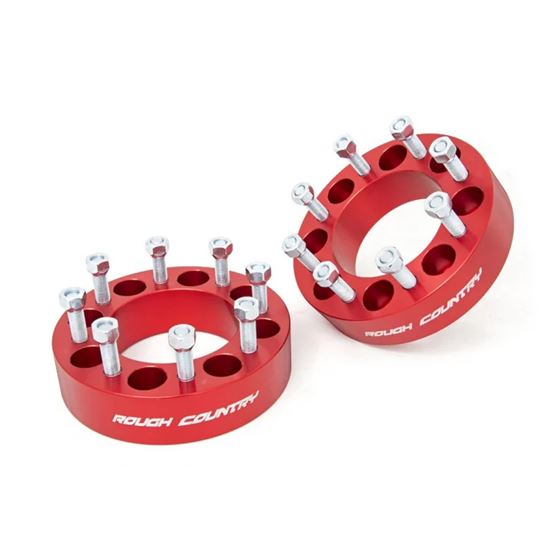 2 Inch Wheel Spacers Pair Red 94-11 4WD Dodge Ram 2500 94-11 4WD Dodge Ram 3500 Rough Country 1