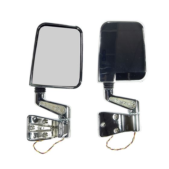Door Mirror Kit LED Turn Signals Chrome; 87-02 Jeep Wrangler