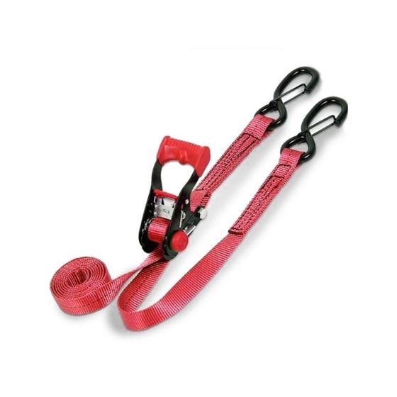 1 Inch x 10 Foot Ratchet Tie Down w Snap S Hooks Red 1