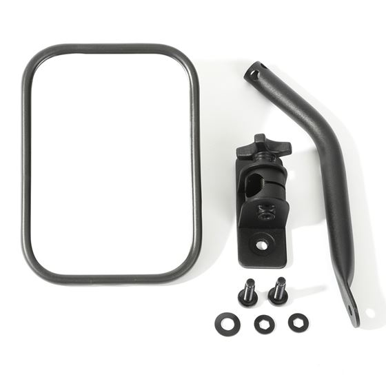 Quick Release Mirror Textured Black Rectangular; 97-16 Jeep Wrangler