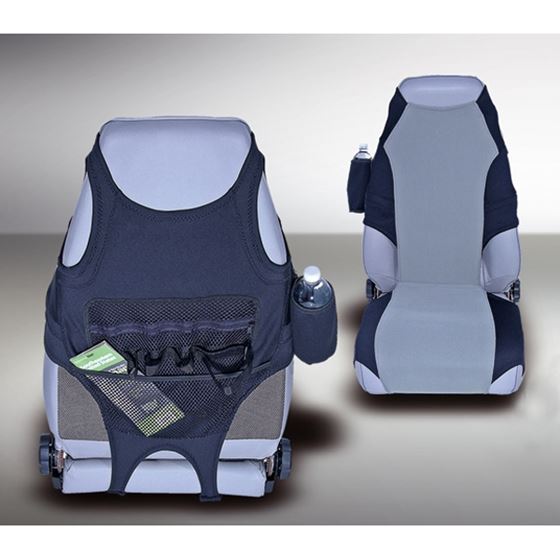 Fabric Seat Protectors Black/Gray; 76-06 Jeep CJ/Wrangler YJ/TJ