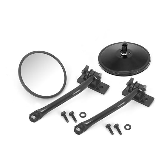 Quick Release Mirror Black Round; 97-16 Jeep Wrangler TJ/LJ/JK/JKU