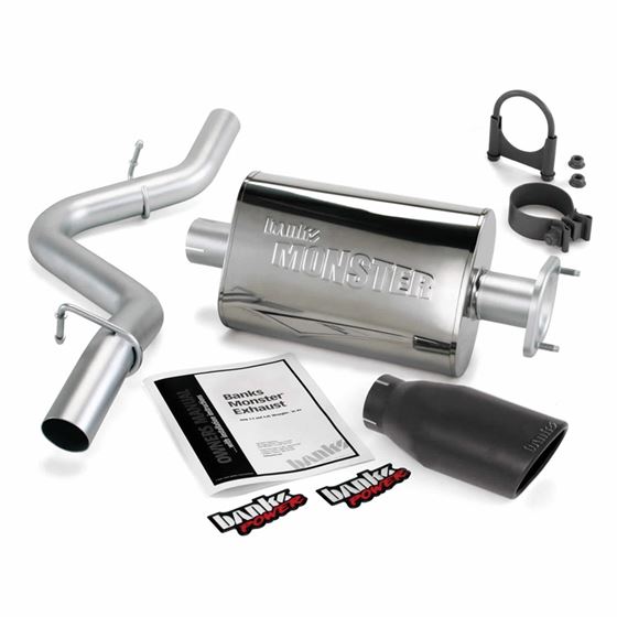 Monster Exhaust System Single Exit Black Ob Round Tip 91-95 Jeep 4.0L Wrangler (51311-B) 1