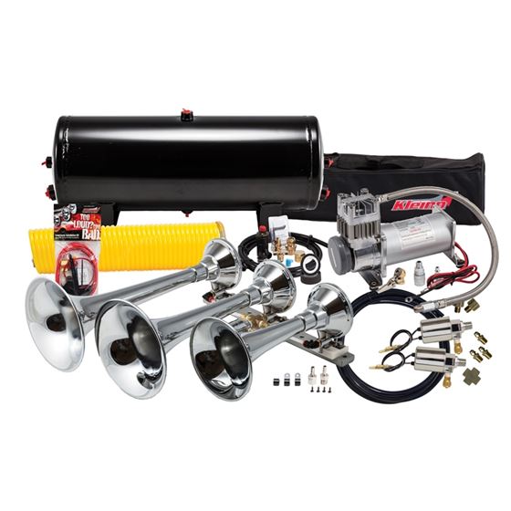 Problaster Complete Chrome Triple Train Horn Kit With 150 Psi Sealed Air System And Blastmaster HK8