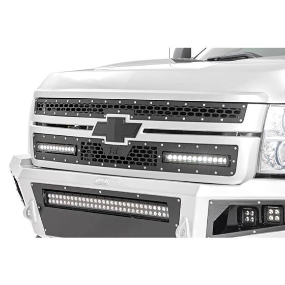 Mesh Grille w/Dual 12 Inch Black Series LEDs 11-14 Silverado HD Rough Country 1