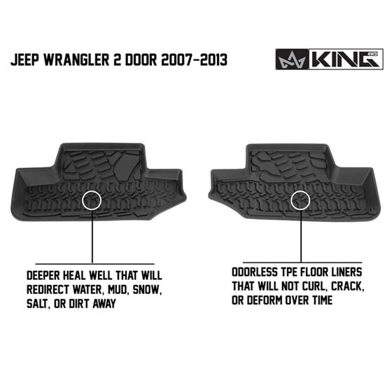 TPE Form Fitting Floor Liners Front and Rear 4 Piece  Black JK 2 Door 3