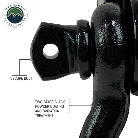 Receiver Mount Recovery Shackle 34 475 Ton With Dual Hole Black and Pin and Clip 3