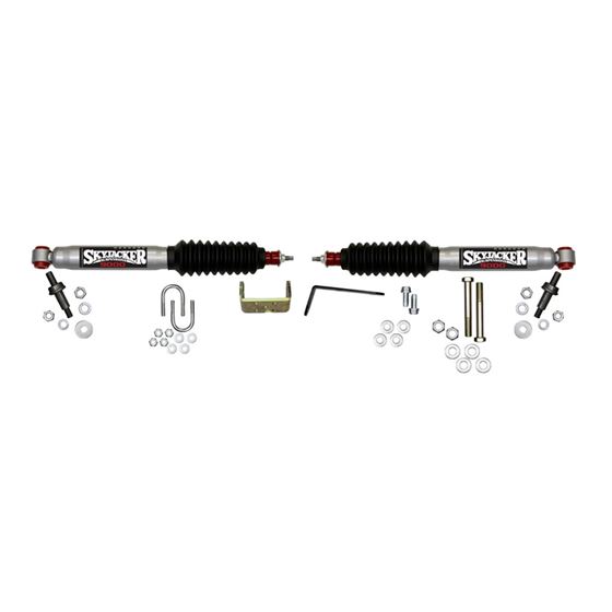 Steering Stabilizer Dual Kit For Use w12 Ton Vehicles Silver wBlack Boots Skyjacker 1