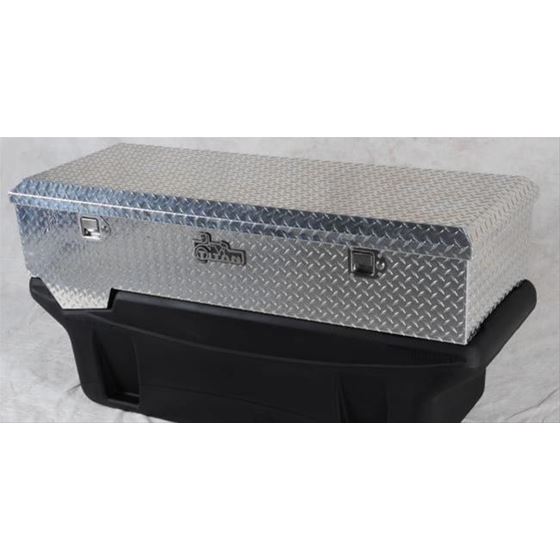 Large Locking Aluminum Diamond Plate toolbox secures two compartments (9991150) 1