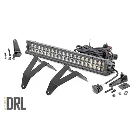 LED Light Kit Bumper Mount 20" Black Dual Row Amber DRL Ram 1500 (19-24) (70779DRLA) 1