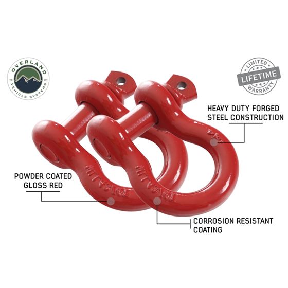 Recovery Shackle 3/4" 4.75 Ton Red - Sold In Pairs 1