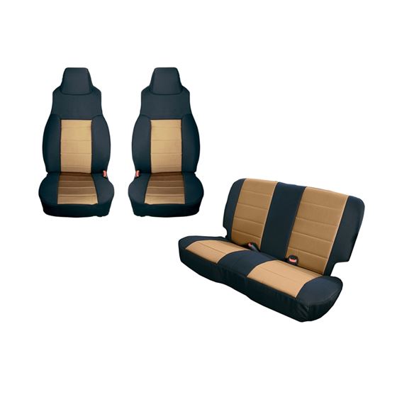 Seat Cover Kit Black/Tan; 03-06 Jeep Wrangler TJ