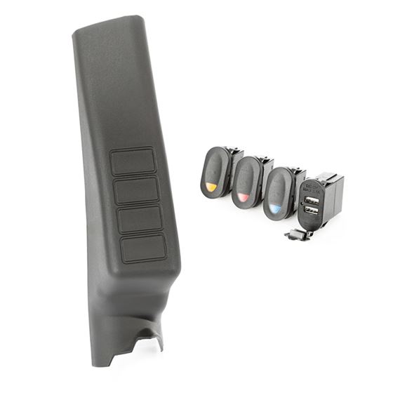 A-Pillar Pod Kit 3 Switch Dual USB Connector; 11-16 Wrangler JK/JKU