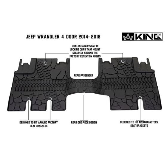 TPE Form Fitting Floor Liners Front and Rear 3 Piece  Black JK 4 Door 3