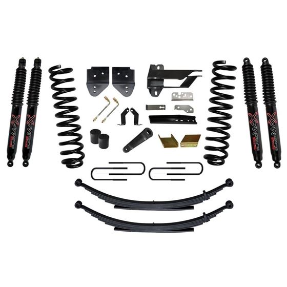 Suspension Lift Kit wShock 6 Inch Lift Incl Front Coil Springs Rear Leaf Springs Black MAX 8500 Shoc