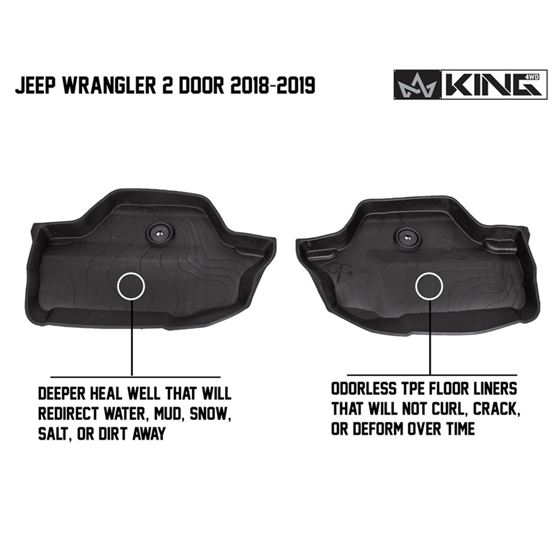 TPE Form Fitting Floor Liners Front and Rear 4 Piece  Black Jl 2 Door 3