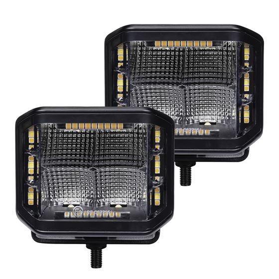 Blackout Combo Series Lights - Pair of 4x3 Cube Sideline Flood Lights W/Amber (750700322FCS) 1