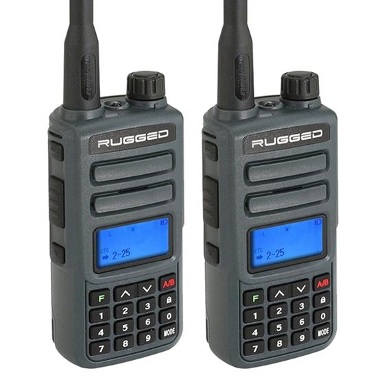 2 PACK - GMR2 Handheld GMRS FRS Radio pair - By Rugged Radios - Grey 1