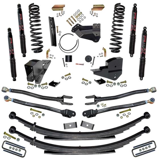 4 In. Lift Kit with Coils Leafs 4-Link Conversion and Black MAX Shocks. (F234524KS-B) 1