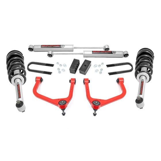 3.5 Inch Lift Kit Mono Leaf Rear N3 Struts GMC Sierra 1500 (19-24) (28831RED) 1