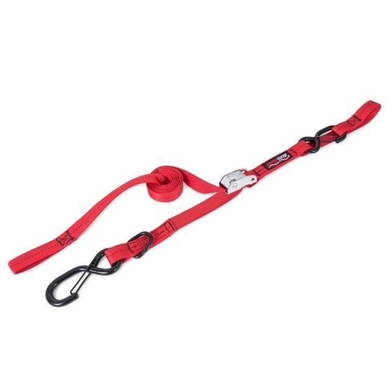 1 Inch x 6 Foot CamLock Tie Down with Snap SHooks and SoftTie Red 1
