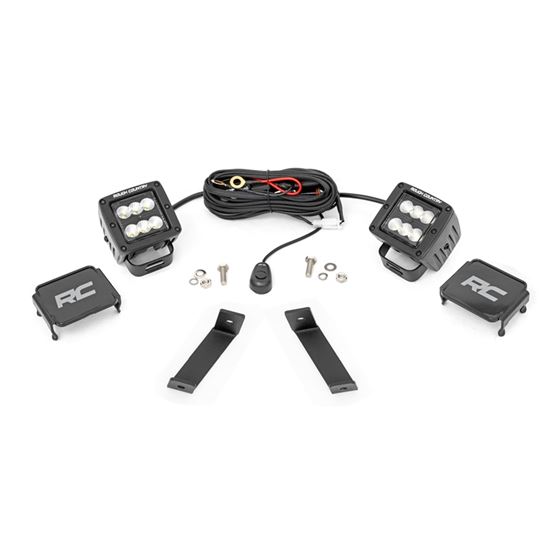 LED Light Kit Ditch Mount 2" Black Pair Flood Jeep Cherokee KL (14-21) (70079) 1