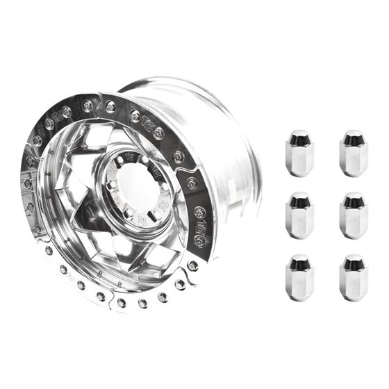 17x9 Aluminum Beadlock Wheel 6 On 55 W 375 Back Space Orange Segmented Ring With Lug Nuts 1