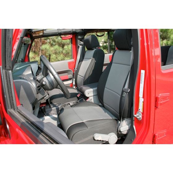 Neoprene Front Seat Covers Black/Gray; 11-16 Jeep Wrangler