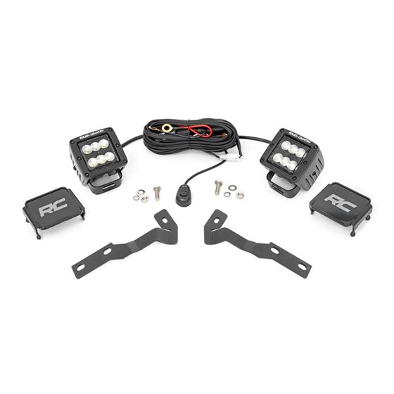 LED Light Kit Ditch Mount 2" Black Pair Flood Toyota Tacoma (16-23) (71081) 1