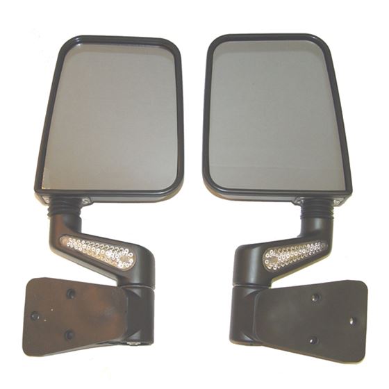 Heated Door Mirror Kit LED Signals Black; 87-02 Jeep Wrangler YJ/TJ