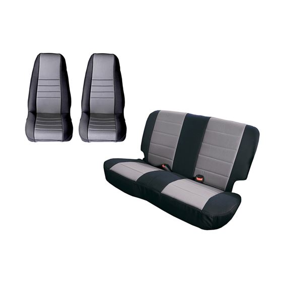 Seat Cover Kit Black/Gray; 80-90 Jeep CJ/Wrangler YJ