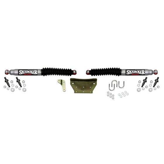 Steering Stabilizer Dual Kit Silver w/Black Boots 99 Ford F-250 99-04 Ford F-250 Super Duty 1