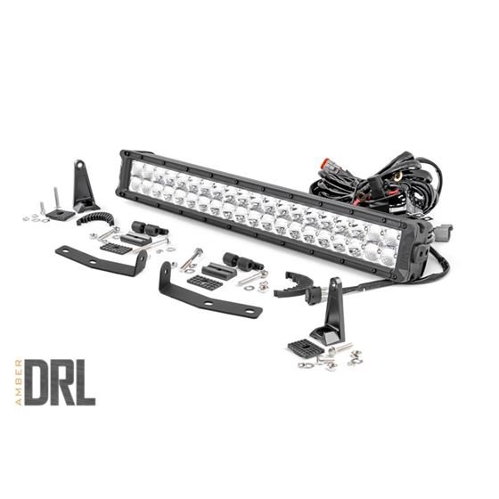 LED Light Kit Bumper Mount 20" Chrome Dual Row Amber DRL Nissan Titan XD (16-24) (70646DRLA) 1